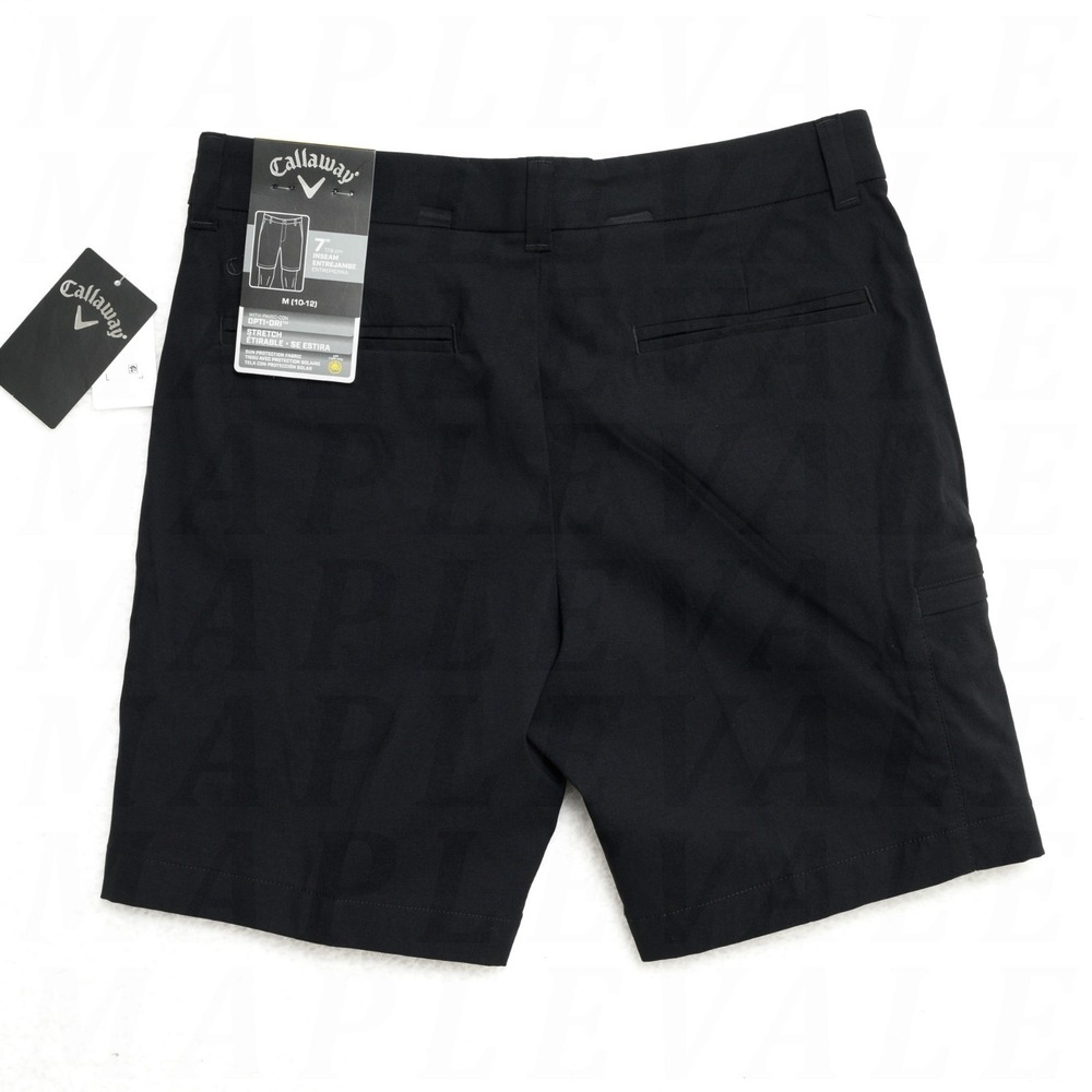 Callaway Boy's Sz Medium (10-12) Opti-Dri Golf Shorts 7" Inseam Black Stretch